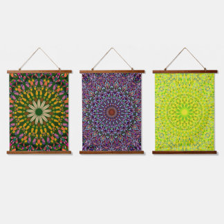 Mandala-Harmonie-Wandtapete mit Holzoberseite vert Wandteppich Mit Holzrahmen