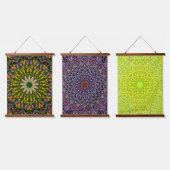 Mandala Harmony Wall Tapestry Wood-Topped Vertical Wandteppich Mit Holzrahmen (Dreifach)