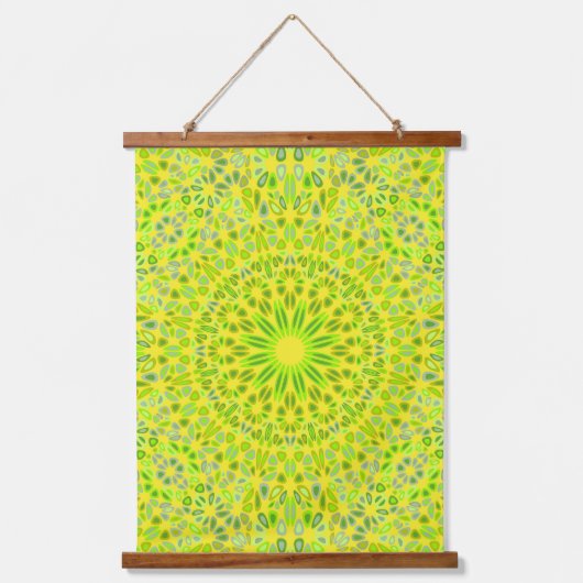 Mandala Harmony Wall Tapestry Wood-Topped Vertical Wandteppich Mit Holzrahmen (Vorderseite 3)