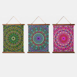 Mandala Harmony Wall Tapestry Wood-Topped  Wandteppich Mit Holzrahmen