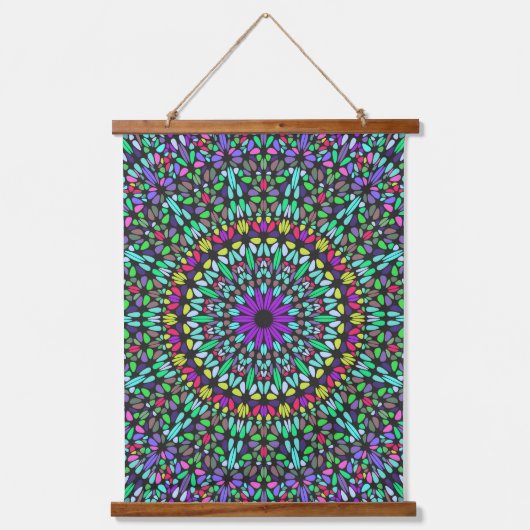 Mandala Harmony Wall Tapestry Wood-Topped Wandteppich Mit Holzrahmen (Vorderseite 2)