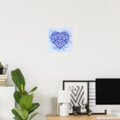 Mandala Heart Blue Watercolor Print Poster (Heimbüro)