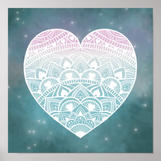 Mandala Heart Celestial Print Poster (Vorne)