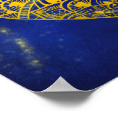 Mandala Heart Luminous Gold und Blue Print Poster (Ecke)