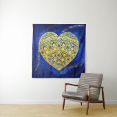 Mandala Heart Luminous Gold und Blue Wandteppich (Beispiel)