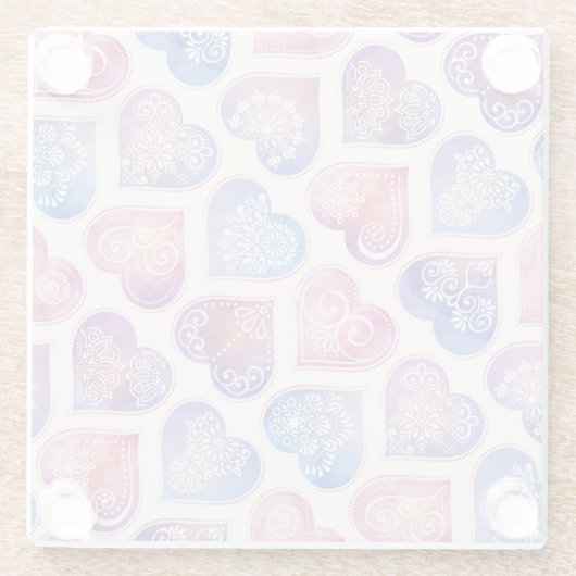Mandala Hearts Muster Glasuntersetzer (Rückseite)