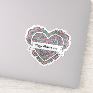 Mandala Herz Muttertag Aufkleber  Mama Floral Boho