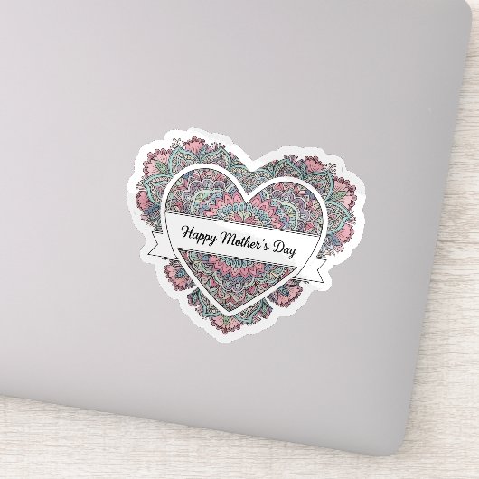 Mandala Herz Muttertag Aufkleber Mama Floral Boho (Detail)