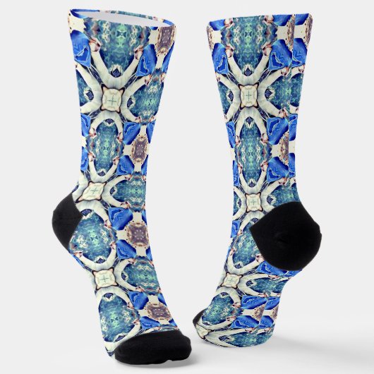 Mandala-Herzen-Muster blau Thunder_Cove Socken (Gewinkelt)