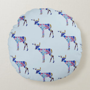 Mandala-Hirsch-Rundkissen 41 cm Rundes Kissen
