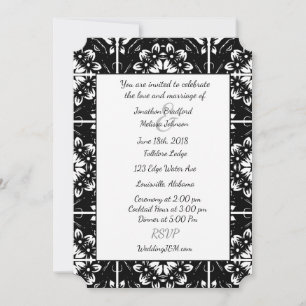 Mandala Hochzeitseinladung, Schwarz-Weiß-Fraktal Einladung