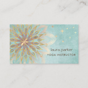 Mandala Holistic Lotus Floral Zen Yoga Aquamarin Visitenkarte