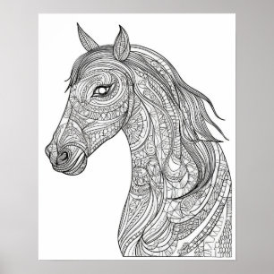 Mandala Horse Coloring Poster für Erwachsene