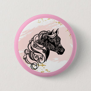 Mandala Horse Heard Button