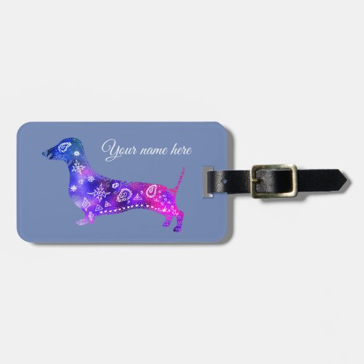 Mandala-Hund, lederner Bügel des Gepäckanhänger (Vorderseite horizontal)