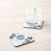 Mandala Illustration, Aquamarine Blumengrafik Getränkeuntersetzer (Rechte Seite)