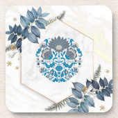 Mandala Illustration, Aquamarine Blumengrafik Getränkeuntersetzer (Vorderseite)