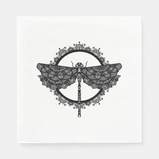 Mandala im buddhistischen Stil Nepals mit Libellen Serviette (Vorderseite)