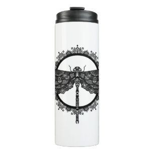 Mandala im buddhistischen Stil Nepals mit Libellen Thermosbecher