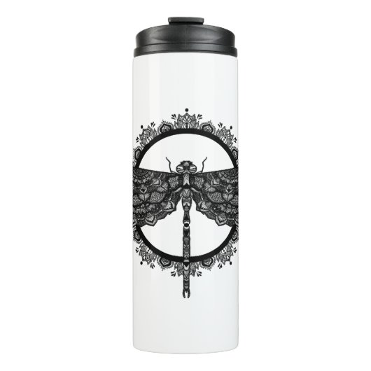 Mandala im buddhistischen Stil Nepals mit Libellen Thermosbecher (Vorderseite)