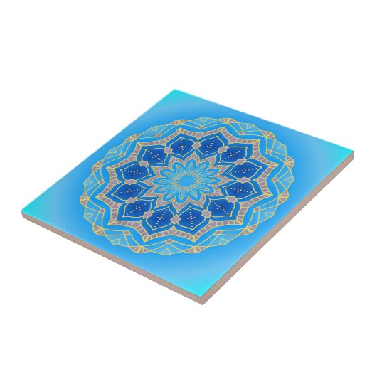 Mandala im elektrischen Blau und im Türkis Fliese (Seite)
