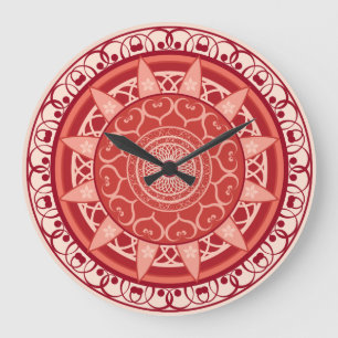 Mandala im Rot Große Wanduhr
