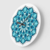 Mandala in aquamarin grün große wanduhr (Winkel)