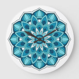 Mandala in aquamarin grün große wanduhr