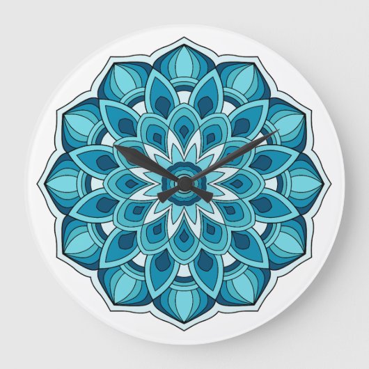 Mandala in aquamarin grün große wanduhr (Vorderseite)
