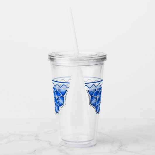 Mandala in blau acryltrinkbecher (Links)