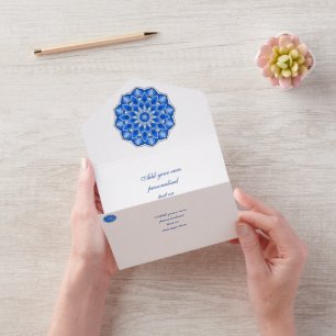 Mandala in Blau All In One Einladung