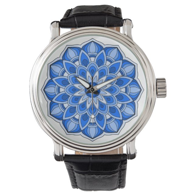 Mandala in blau armbanduhr (Vorderseite)