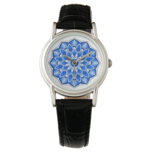 Mandala in blau eWatch Armbanduhr (Vorderseite)