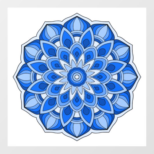 Mandala in blau fensteraufkleber (Blatt)