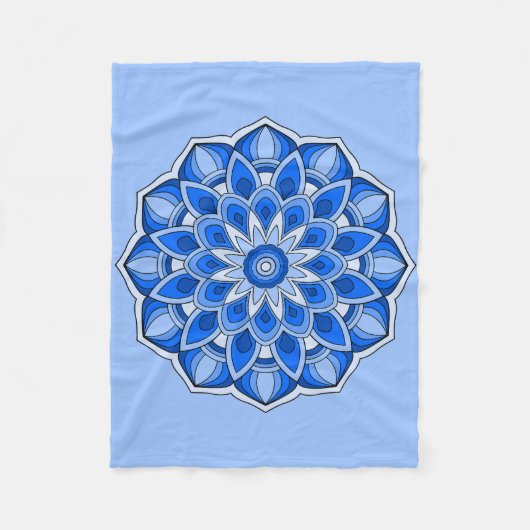 Mandala in blau Fleece Blanket (Vorderseite)