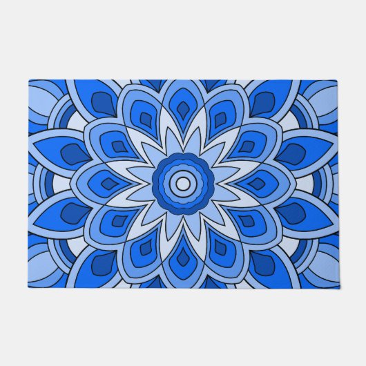 Mandala in blau fußmatte (Vorderseite)