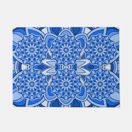 Mandala in blau fußmatte (Vorderseite)