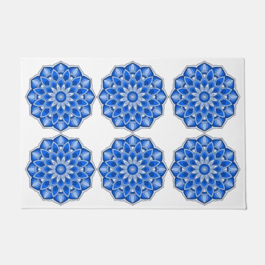 Mandala in blau fußmatte (Vorderseite)