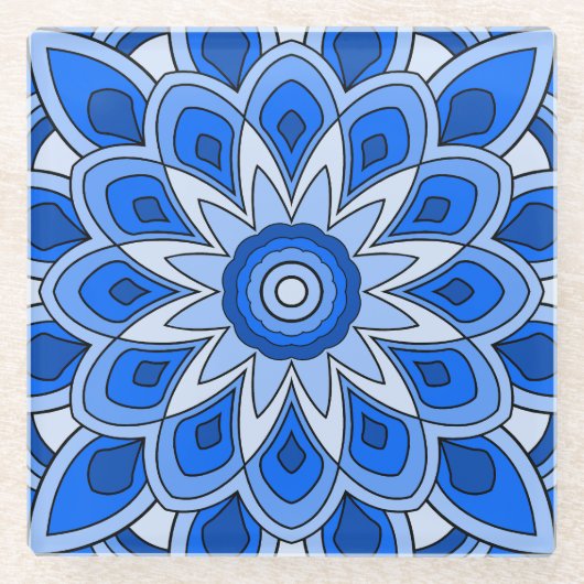 Mandala in blau glasuntersetzer (Vorderseite)