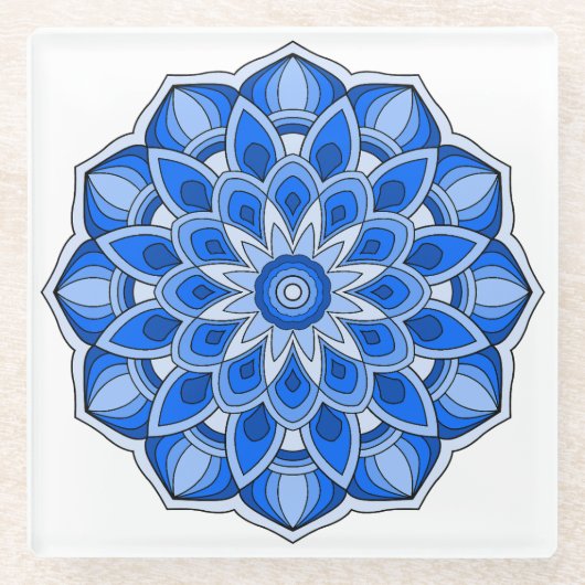 Mandala in blau glasuntersetzer (Vorderseite)