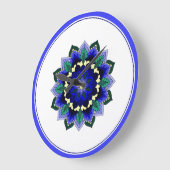 Mandala in Blau Große Wanduhr (Winkel)