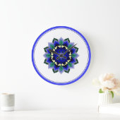 Mandala in Blau Große Wanduhr (Zuhause)