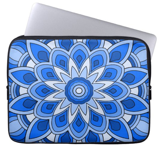 Mandala in blau laptopschutzhülle (Vorderseite)