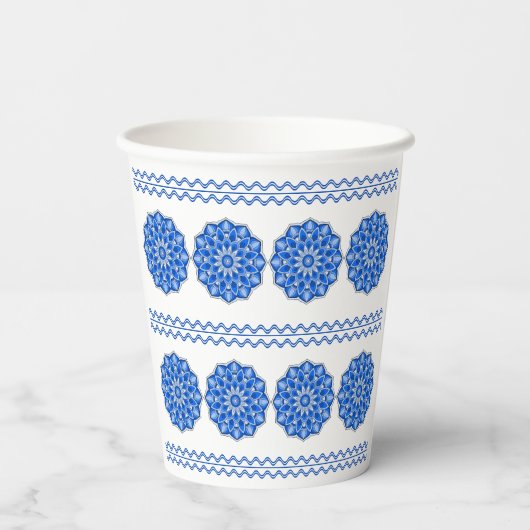 Mandala in blau pappbecher (Rückseite)