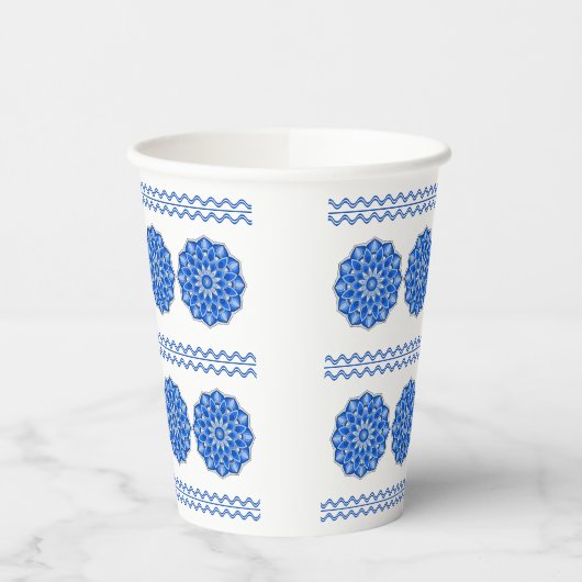 Mandala in blau pappbecher (Links)