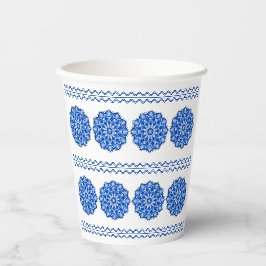 Mandala in blau pappbecher (Vorderseite)
