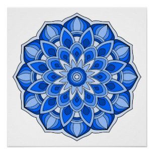 Mandala in blau poster