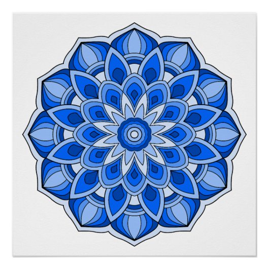 Mandala in blau poster (Vorderseite)
