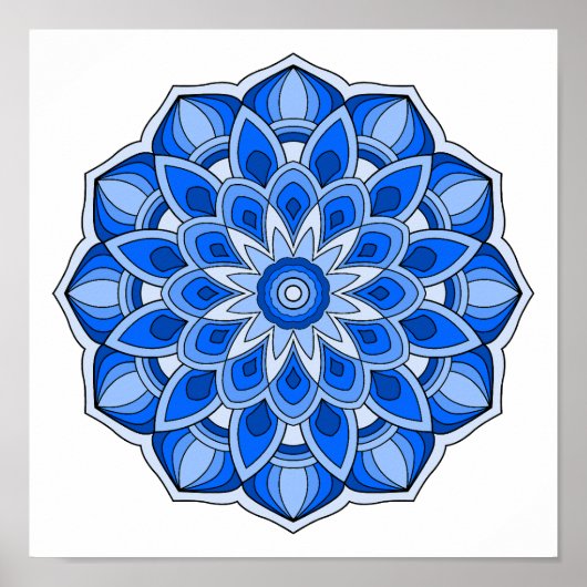 Mandala in blau poster (Vorne)