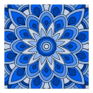 Mandala in blau poster